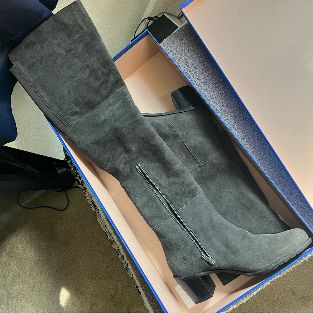Stuart Weitzman Hitest Mid Heel OTK Boots 9.5